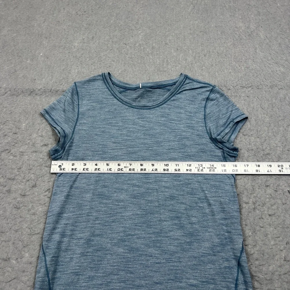 Lululemon Another Mile Short Sleeve Women's 4 Blue Lightweight Soft Shirt W3BROS